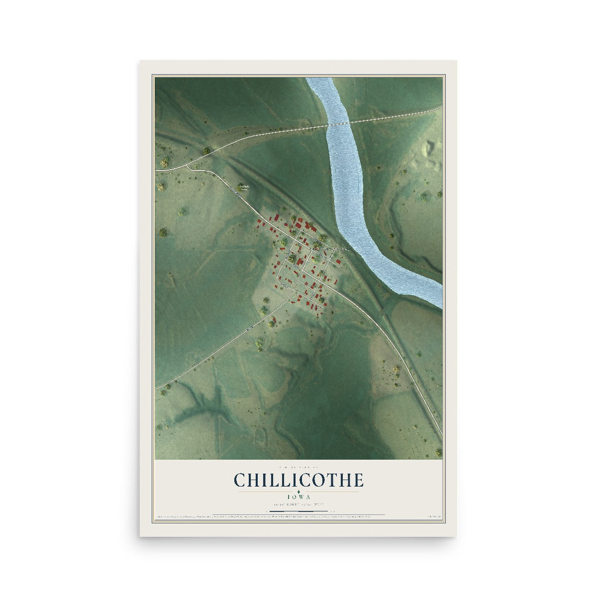 Map of Chillicothe, Iowa, 12 x 18 inch unframed archival matte print