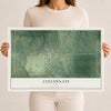 Map of Cincinnati, Iowa, 12 x 18 inch unframed archival matte print