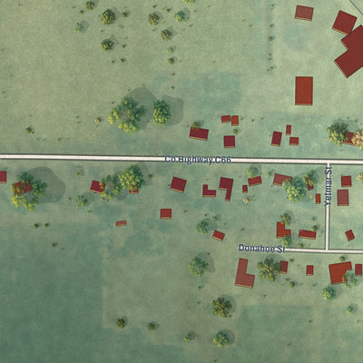 Second close-up of the map of Clare, Iowa print showing more streets and buildings