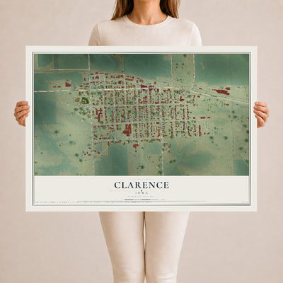 Map of Clarence, Iowa, 24 x 36 inch unframed archival matte print