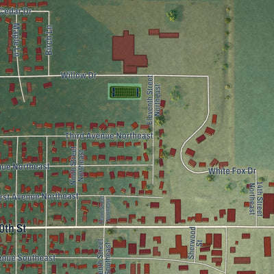Second close-up of the map of Clarion, Iowa print showing more streets and buildings