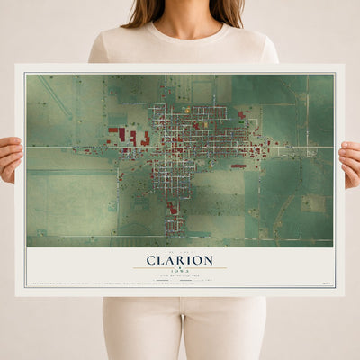 Map of Clarion, Iowa, 18 x 24 inch unframed archival matte print