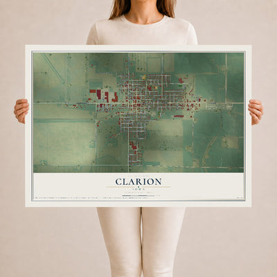 Map of Clarion, Iowa, 24 x 36 inch unframed archival matte print