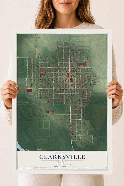Map of Clarksville, Iowa, 18 x 24 inch unframed archival matte print
