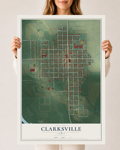 Map of Clarksville, Iowa, 24 x 36 inch unframed archival matte print