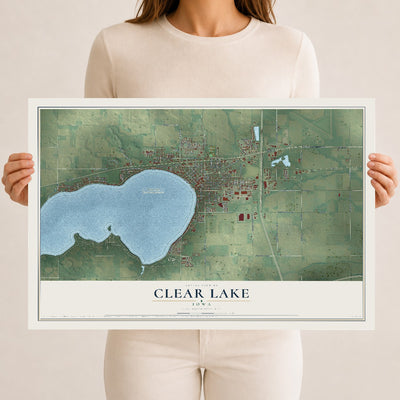 Map of Clear Lake, Iowa, 12 x 18 inch unframed archival matte print