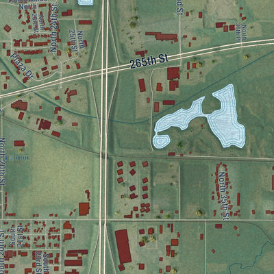 Second close-up of the map of Clear Lake, Iowa print showing more streets and buildings