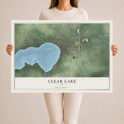 Map of Clear Lake, Iowa, 24 x 36 inch unframed archival matte print
