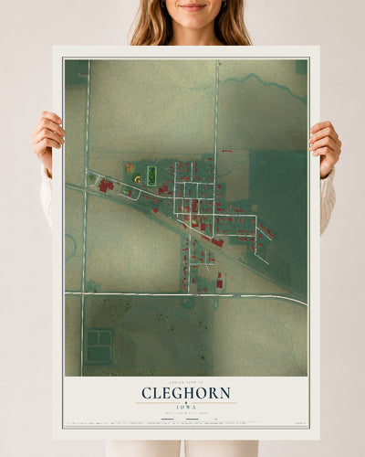 Map of Cleghorn, Iowa, 24 x 36 inch unframed archival matte print