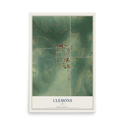 Map of Clemons, Iowa, 12 x 18 inch unframed archival matte print