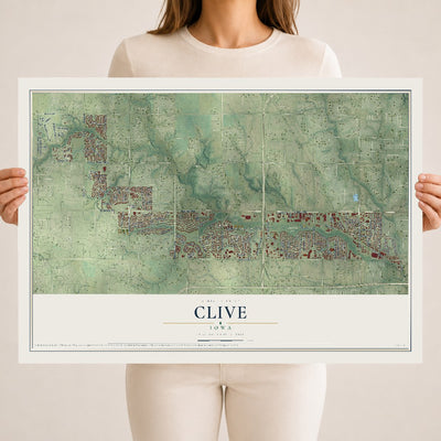 Map of Clive, Iowa, 18 x 24 inch unframed archival matte print