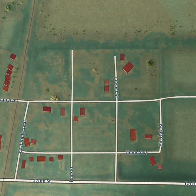 Close-up of the map of Coburg, Iowa print showing street and building detail