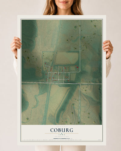 Map of Coburg, Iowa, 24 x 36 inch unframed archival matte print