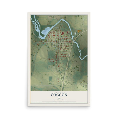 Map of Coggon, Iowa, 12 x 18 inch unframed archival matte print