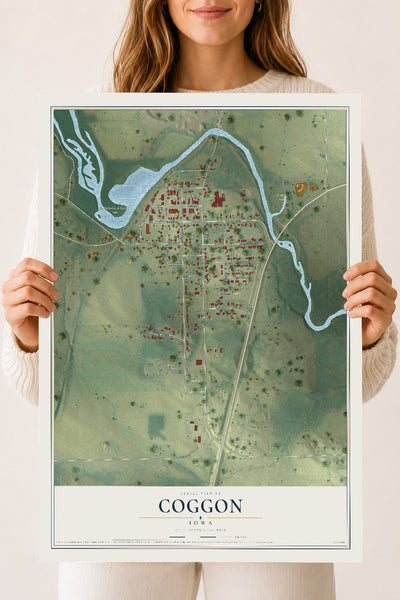 Map of Coggon, Iowa, 18 x 24 inch unframed archival matte print