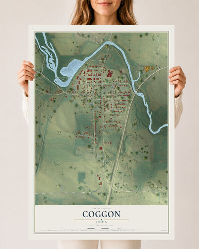 Map of Coggon, Iowa, 24 x 36 inch unframed archival matte print