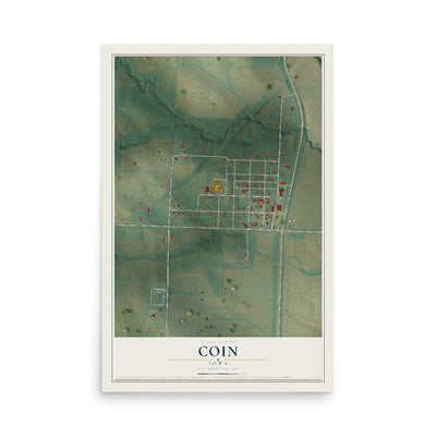 Map of Coin, Iowa, 12 x 18 inch unframed archival matte print