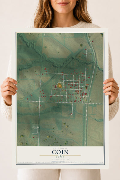 Map of Coin, Iowa, 18 x 24 inch unframed archival matte print