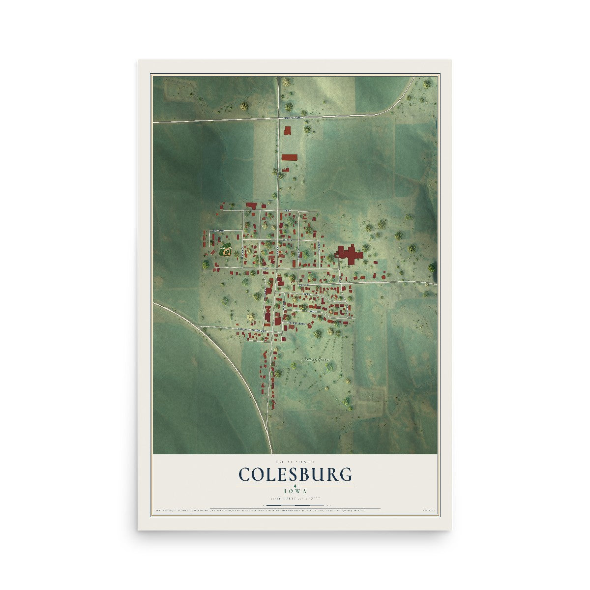 Map of Colesburg, Iowa, 12 x 18 inch unframed archival matte print