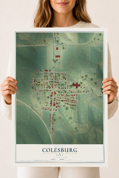 Map of Colesburg, Iowa, 18 x 24 inch unframed archival matte print