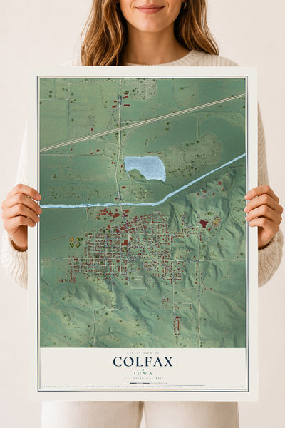 Map of Colfax, Iowa, 18 x 24 inch unframed archival matte print