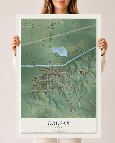 Map of Colfax, Iowa, 24 x 36 inch unframed archival matte print