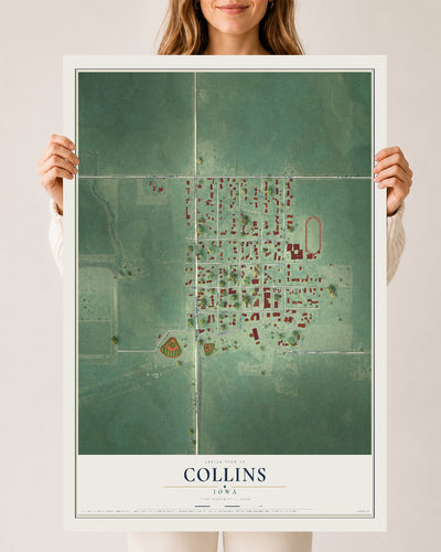 Map of Collins, Iowa, 24 x 36 inch unframed archival matte print