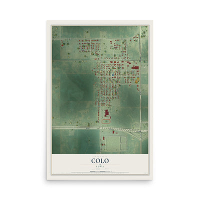 Map of Colo, Iowa, 12 x 18 inch unframed archival matte print
