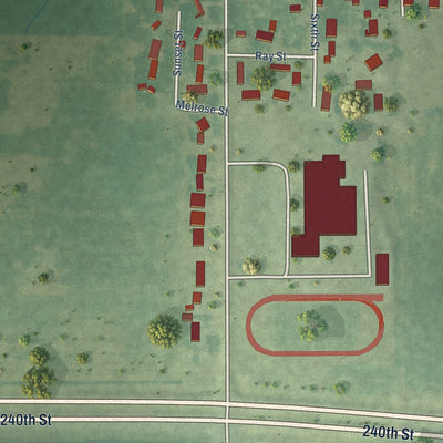 Second close-up of the map of Colo, Iowa print showing more streets and buildings