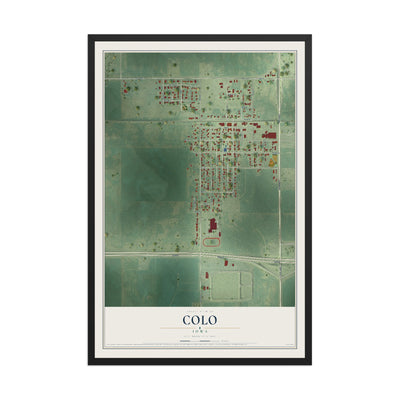 Map of Colo, Iowa, 12 x 18 inch print in a black wood frame