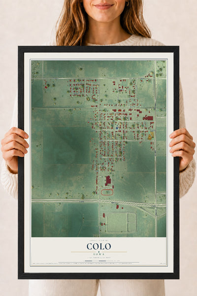 Map of Colo, Iowa, 18 x 24 inch print in a black wood frame