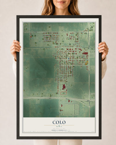 Map of Colo, Iowa, 24 x 36 inch print in a black wood frame