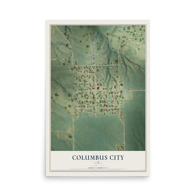 Map of Columbus City, Iowa, 12 x 18 inch unframed archival matte print