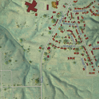 Second close-up of the map of Columbus Junction, Iowa print showing more streets and buildings