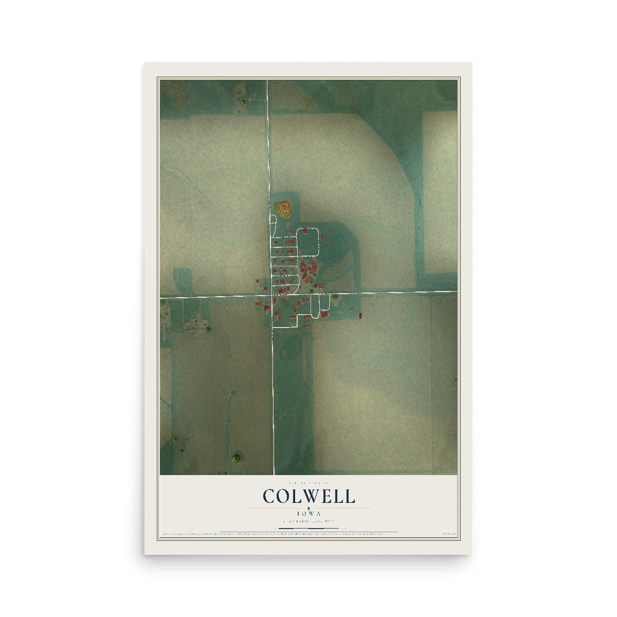 Map of Colwell, Iowa, 12 x 18 inch unframed archival matte print