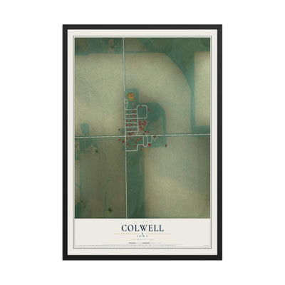 Map of Colwell, Iowa, 12 x 18 inch print in a black wood frame