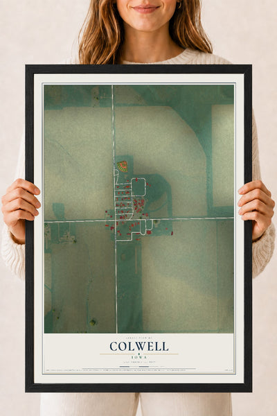 Map of Colwell, Iowa, 18 x 24 inch print in a black wood frame