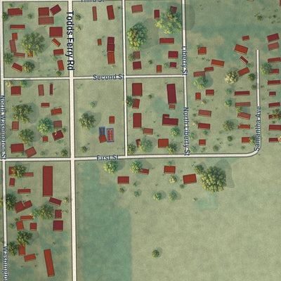 Close-up of the map of Conesville, Iowa print showing street and building detail