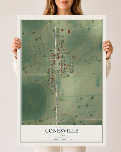 Map of Conesville, Iowa, 24 x 36 inch unframed archival matte print