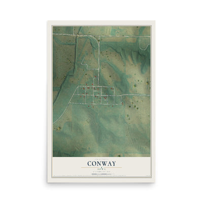 Map of Conway, Iowa, 12 x 18 inch unframed archival matte print