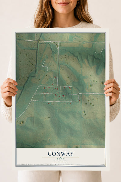 Map of Conway, Iowa, 18 x 24 inch unframed archival matte print