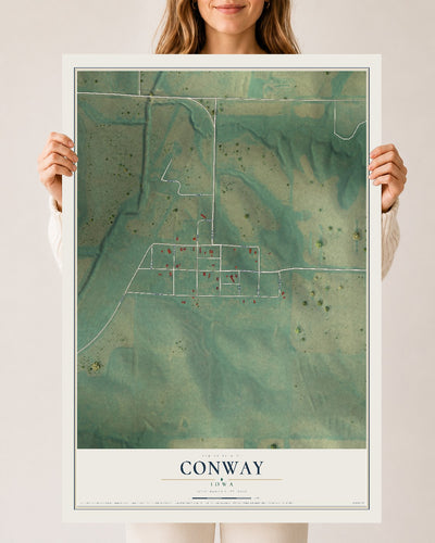 Map of Conway, Iowa, 24 x 36 inch unframed archival matte print
