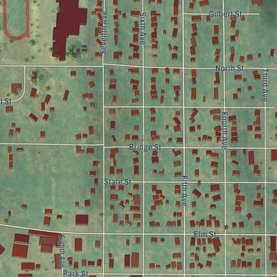 Close-up of the map of Coon Rapids, Iowa print showing street and building detail