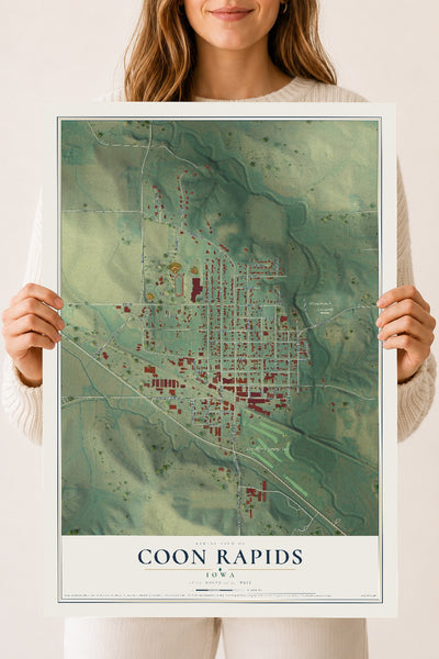 Map of Coon Rapids, Iowa, 18 x 24 inch unframed archival matte print