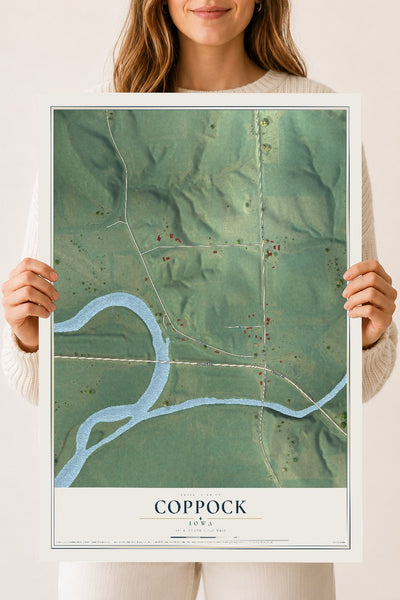 Map of Coppock, Iowa, 18 x 24 inch unframed archival matte print