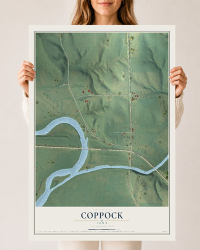 Map of Coppock, Iowa, 24 x 36 inch unframed archival matte print