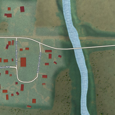 Close-up of the map of Corley, Iowa print showing street and building detail