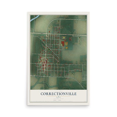 Map of Correctionville, Iowa, 12 x 18 inch unframed archival matte print