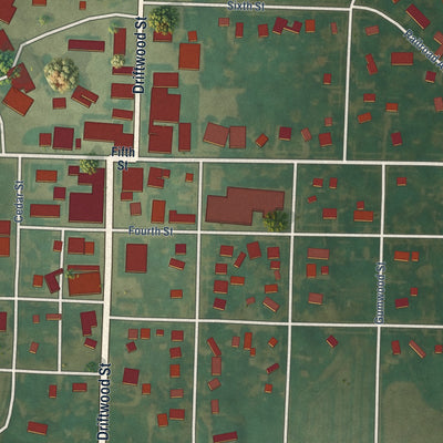 Close-up of the map of Correctionville, Iowa print showing street and building detail