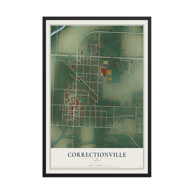 Map of Correctionville, Iowa, 12 x 18 inch print in a black wood frame